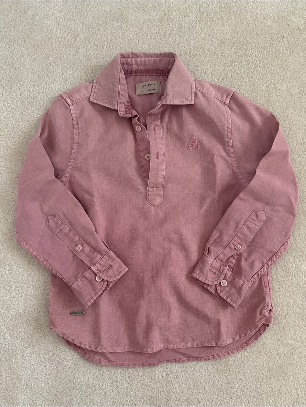 Scalpers Pink Long-Sleeve Polo Shirt for Kids